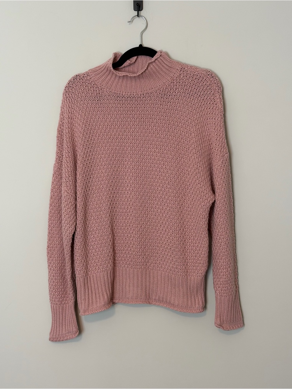 TECREW Dusty Rose Pink Chunky Knit Mock Neck Sweater Size M